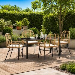 Comfortable Brown Poly Rattan Garden Dining Set