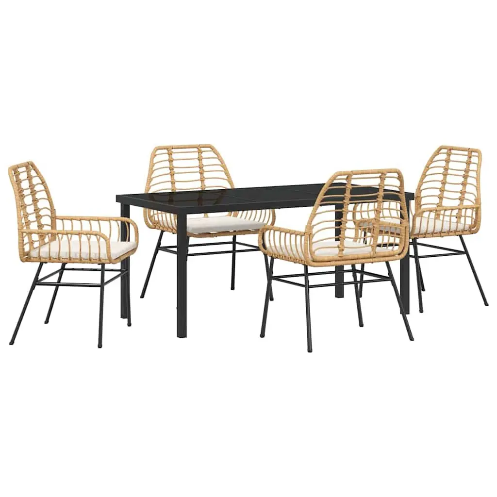 Brown Poly Rattan Garden Dining Set