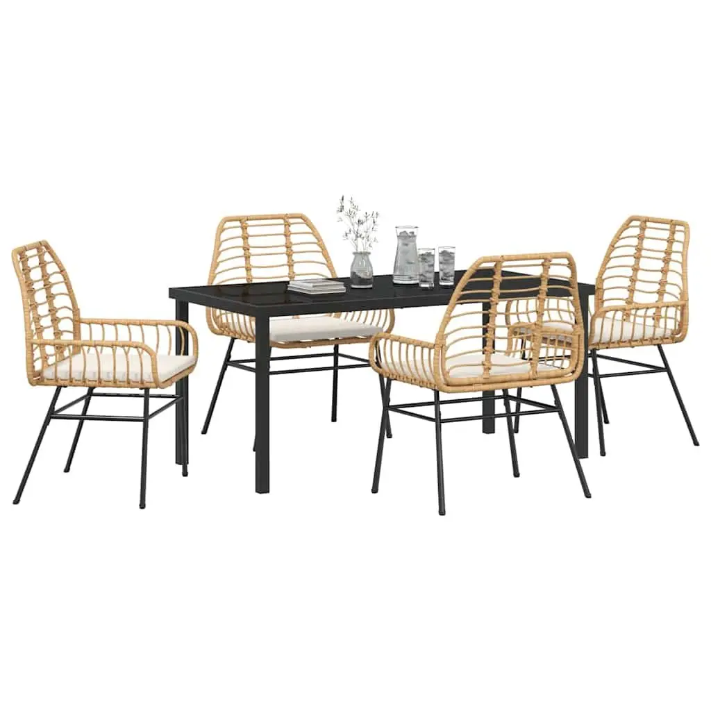 Brown Poly Rattan Garden Dining Set