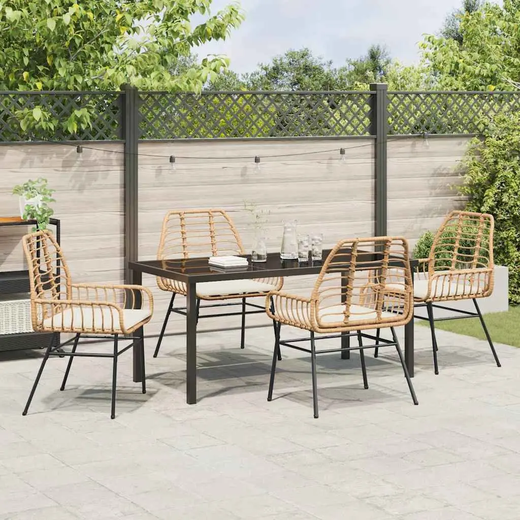 Brown Poly Rattan Garden Dining Set