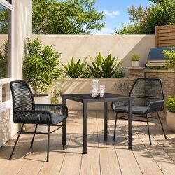 Durable Black Rattan Dining Set with Comfortable Chairs