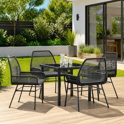 Value-Driven 5-Piece Black Poly Rattan Dining Set