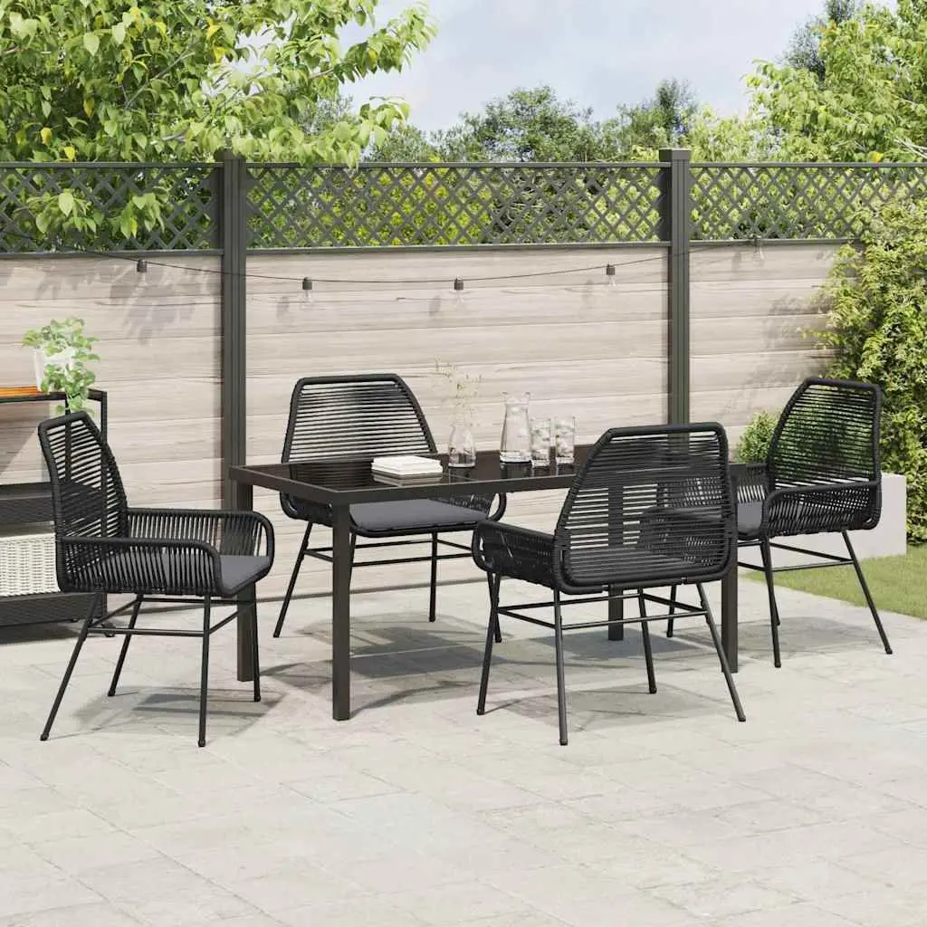 5-Piece Black Dining Set with Cushions