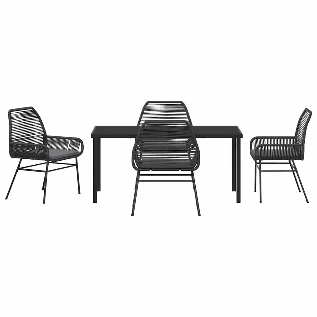 5-Piece Black Dining Set with Cushions