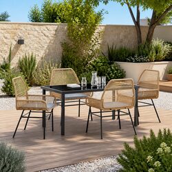 5-Piece Cushioned Outdoor Dining Set in Brown