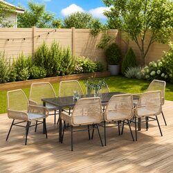 Reliable 9-Piece Brown Poly Rattan Dining Set for Comfort