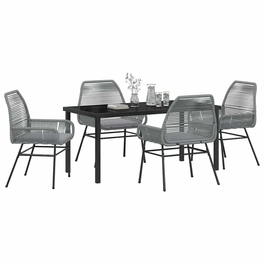 Garden Dining Set 5 Piece Outdoor Furniture Grey Poly Rattan with Cushions