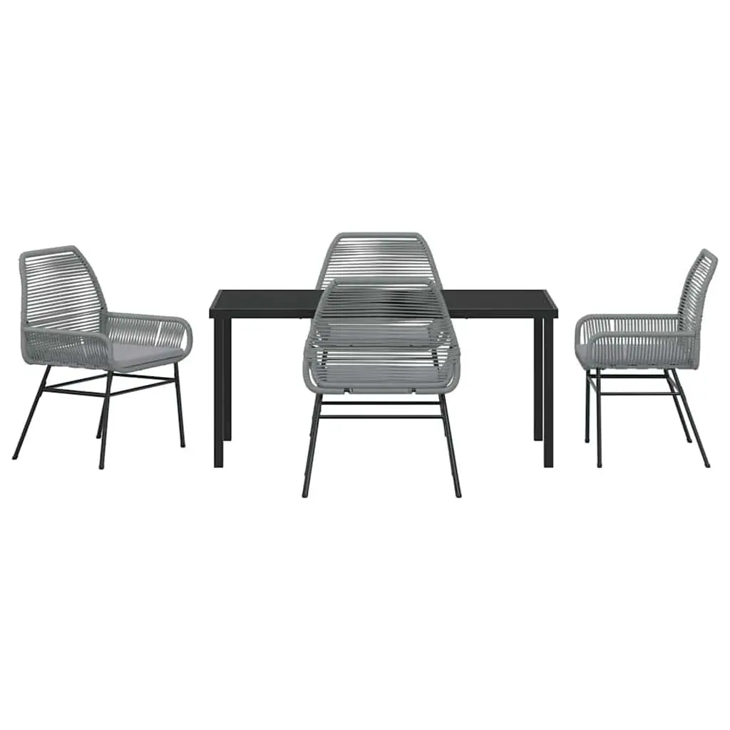 Garden Dining Set 5 Piece Outdoor Furniture Grey Poly Rattan with Cushions