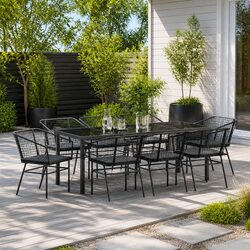9-Piece Black Rattan Dining Set for Your Outdoor Space