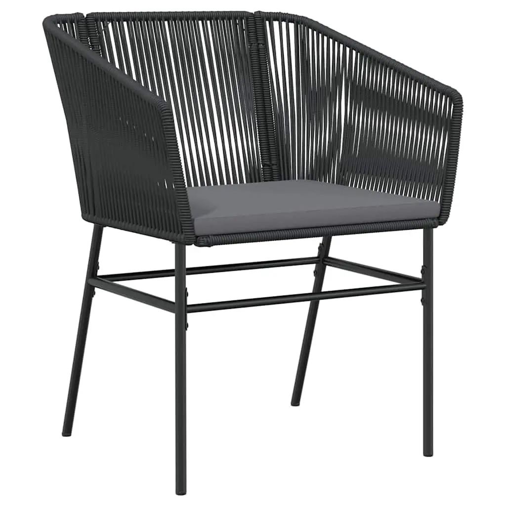 Garden Dining Set 3 Pieces Outdoor Patio Furniture Black Steel Tempered Glass