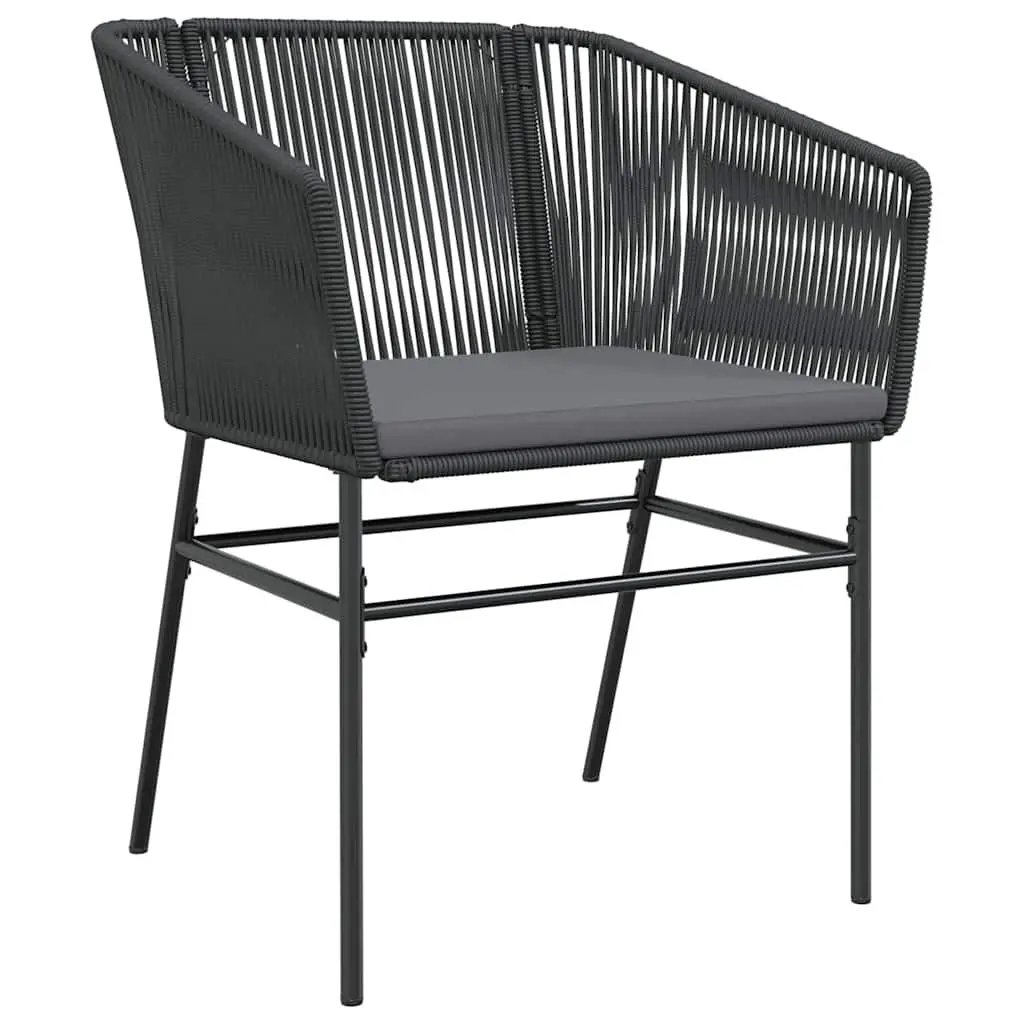 Garden Dining Set Outdoor Furniture 5 Piece Rectangular Black Steel Frame with Cushions