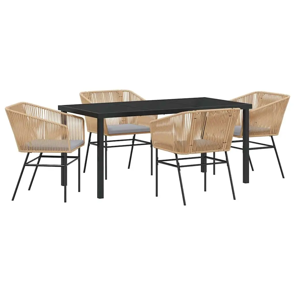 Brown Garden Dining Set with Cushions
