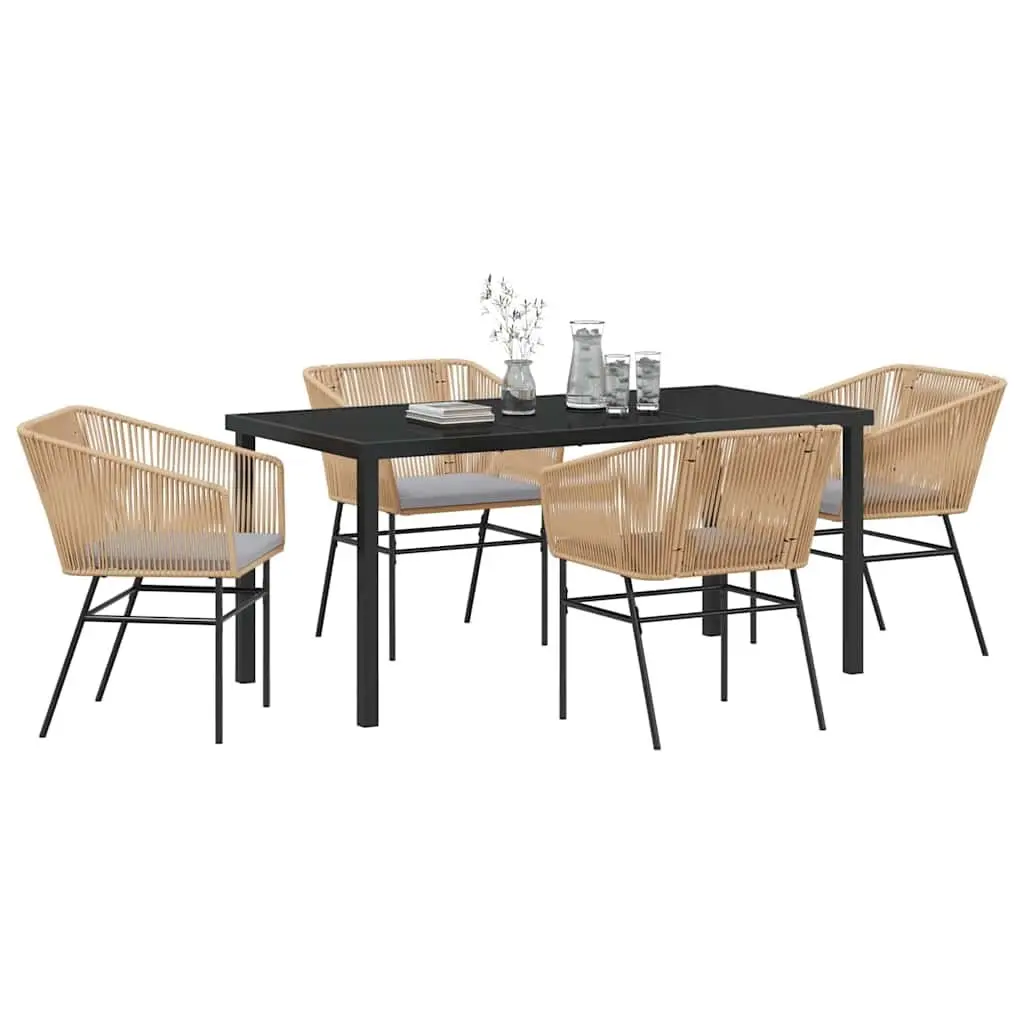 Brown Garden Dining Set with Cushions
