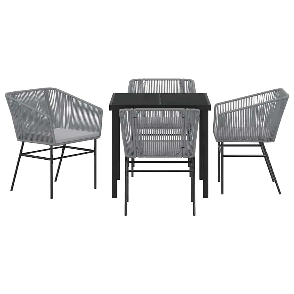 Garden Dining Set 5 Piece Outdoor Furniture Rectangular Table with Cushions Grey