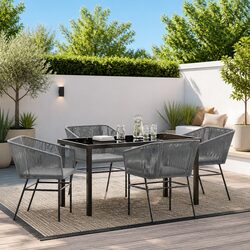 Reliable 5 Piece Outdoor Dining Set with Grey Finish