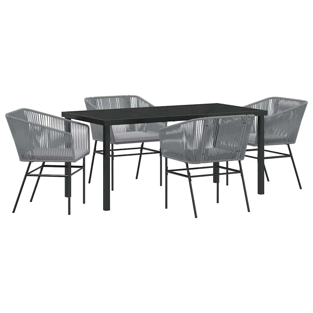 Garden Dining Set Outdoor Furniture 5 Piece Rectangular Table with Cushions Grey Steel