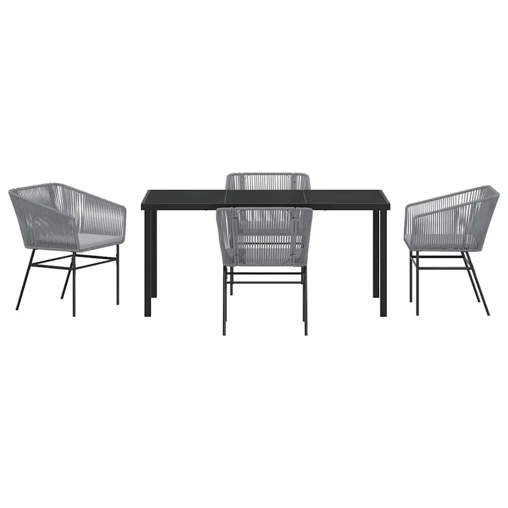 Garden Dining Set Outdoor Furniture 5 Piece Rectangular Table with Cushions Grey Steel
