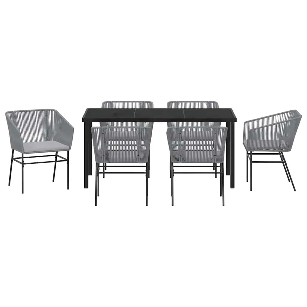 Outdoor Dining Set 7 Piece Patio Furniture Grey Steel Rectangular Table Chairs
