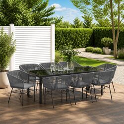 Value-Oriented 9-Piece Outdoor Dining Set in Grey