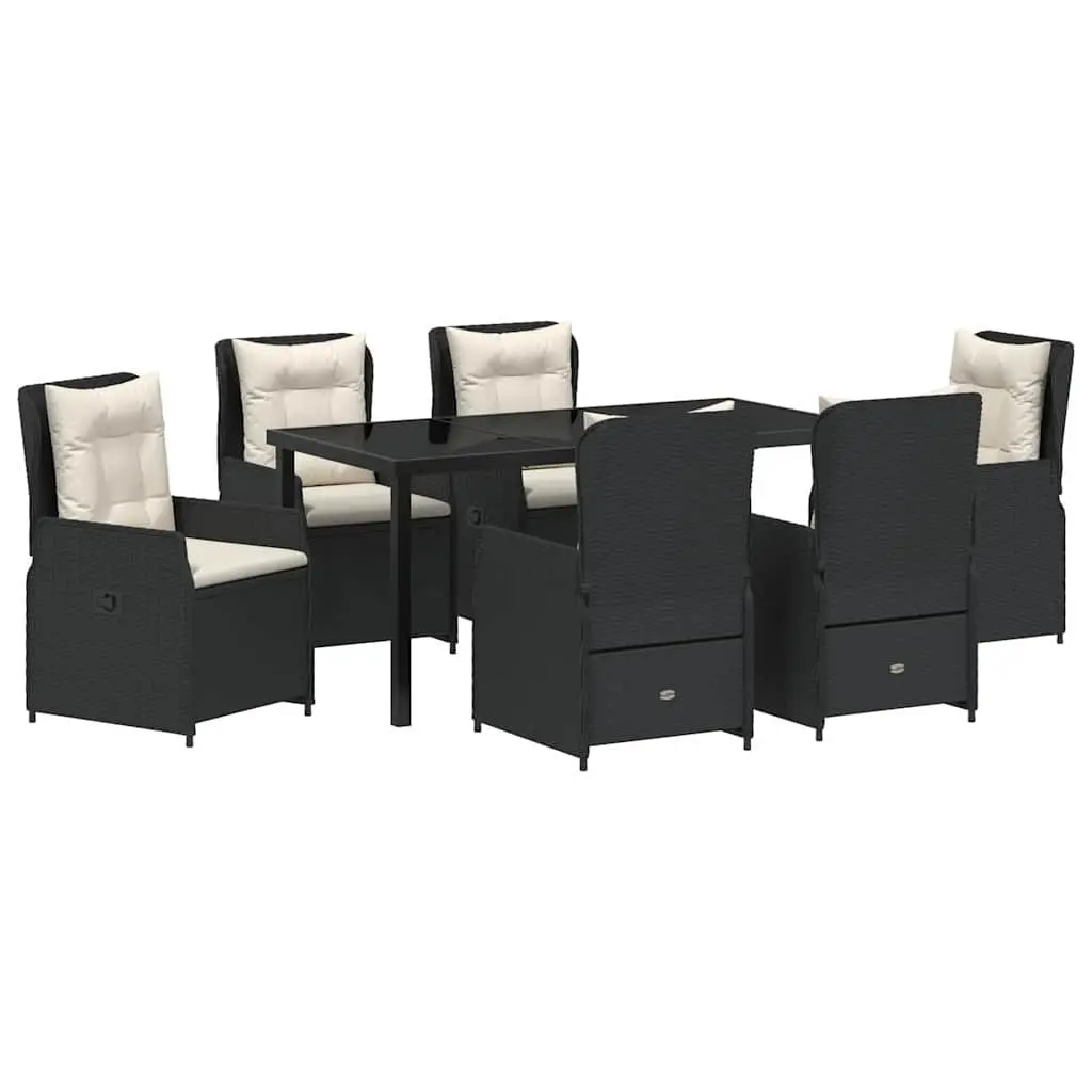 Garden Dining Set 7 Pieces Outdoor Furniture Black Patio Table Chairs