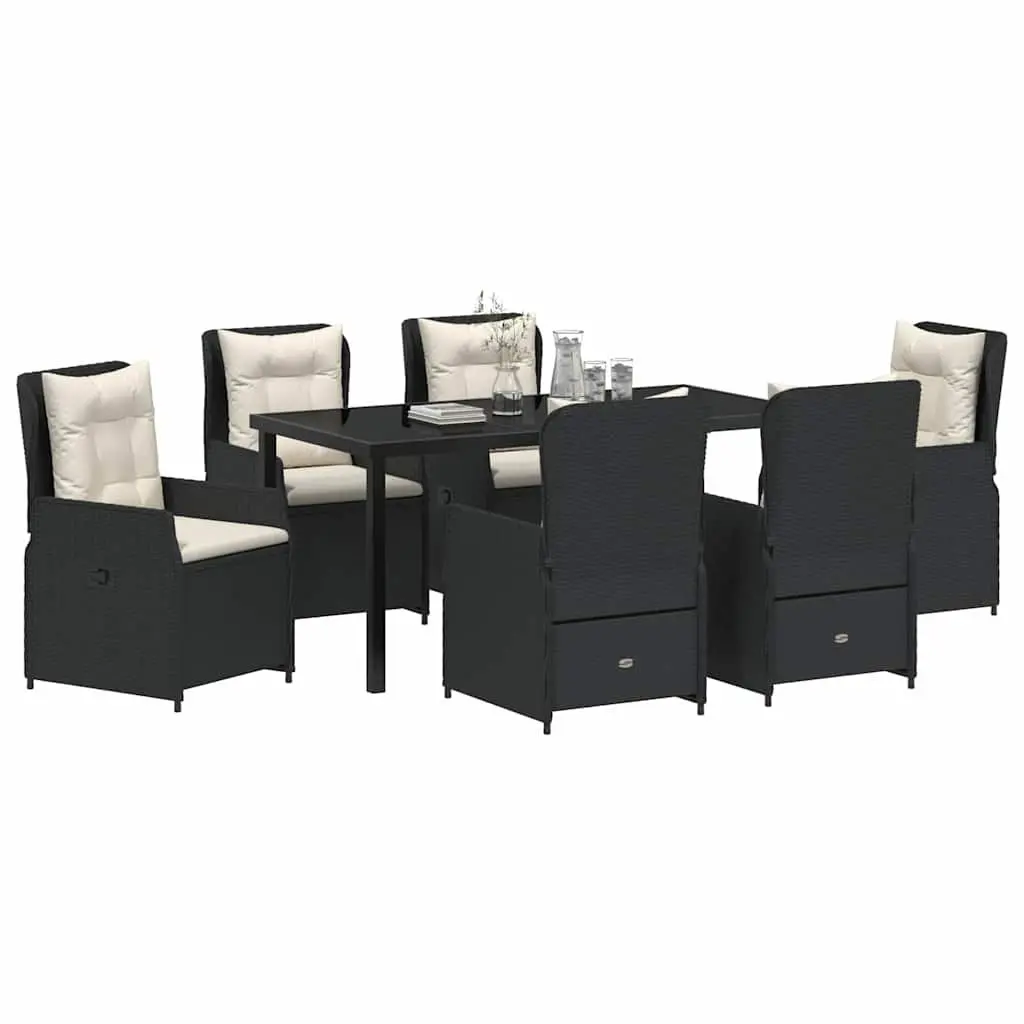 Garden Dining Set 7 Pieces Outdoor Furniture Black Patio Table Chairs