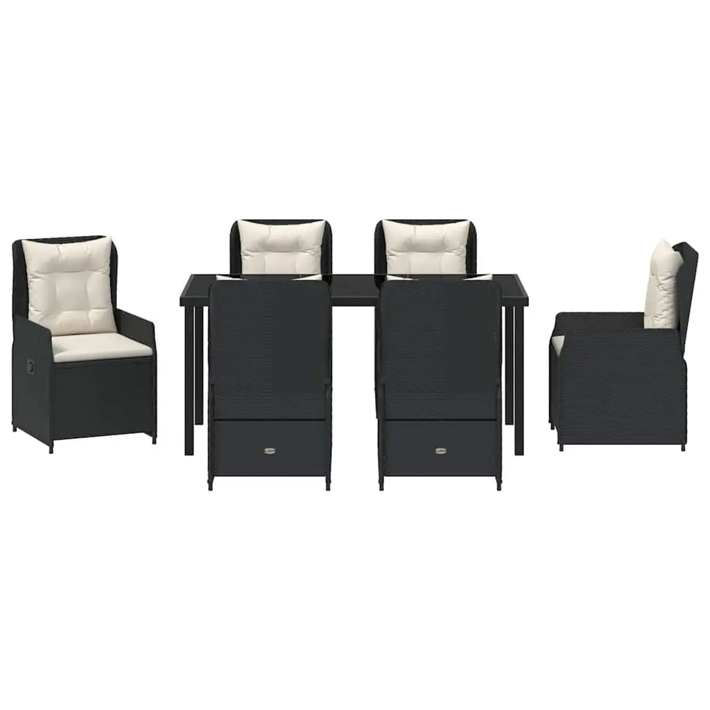 Garden Dining Set 7 Pieces Outdoor Furniture Black Patio Table Chairs