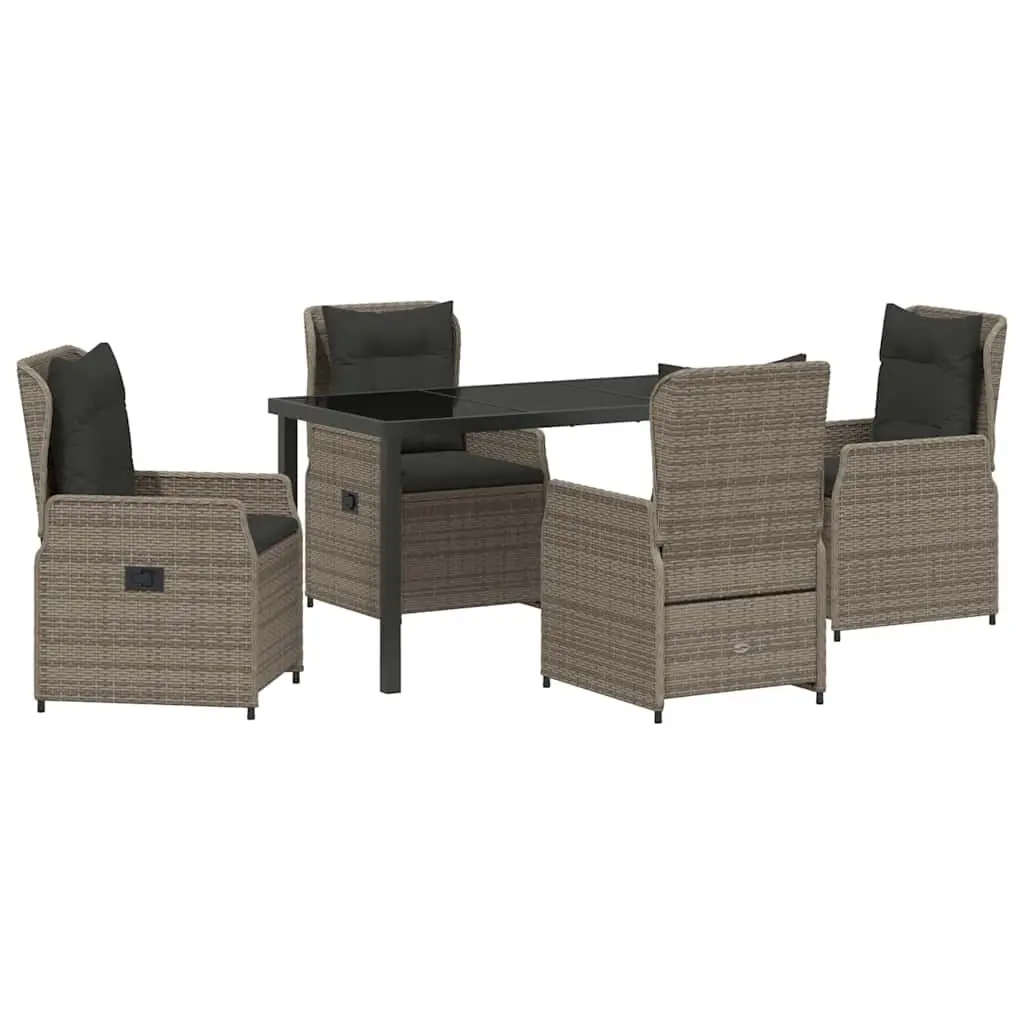 Garden Dining Set 5 Piece Outdoor Furniture Grey Poly Rattan Table Chairs