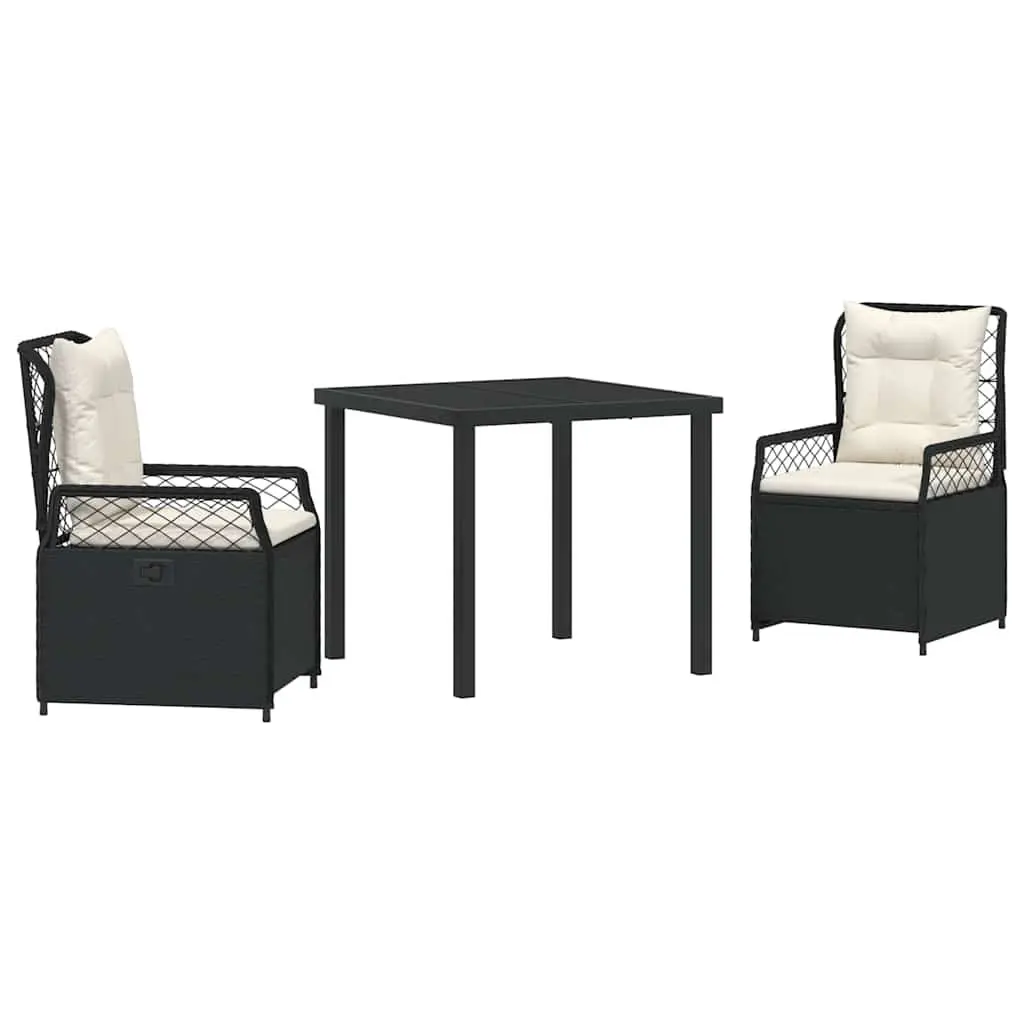 3-Piece Garden Dining Set in Black