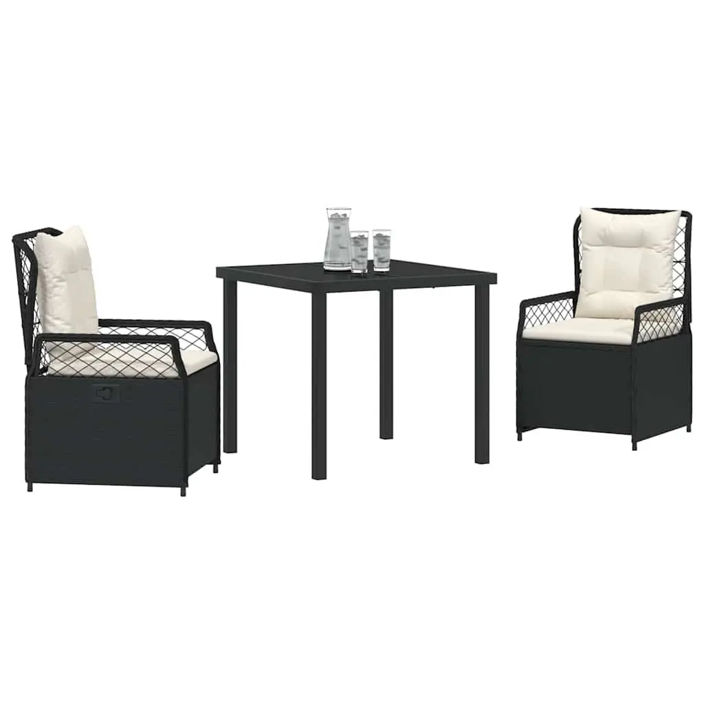3-Piece Garden Dining Set in Black