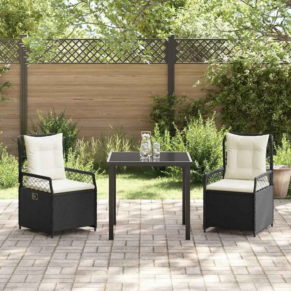 3-Piece Garden Dining Set in Black