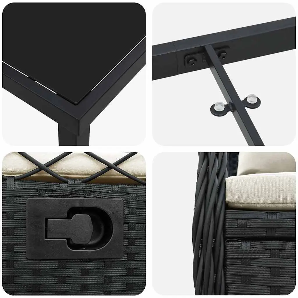 3-Piece Garden Dining Set in Black