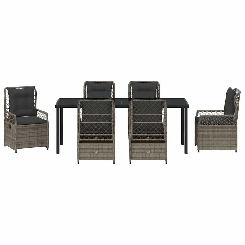 Outdoor Dining Set 7 Piece Garden Furniture Grey Poly Rattan Table Chairs