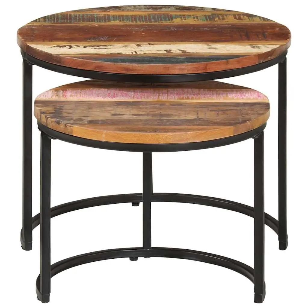 Nesting Tables Set of 2 Solid Reclaimed Wood Coffee Table Living Room Accent