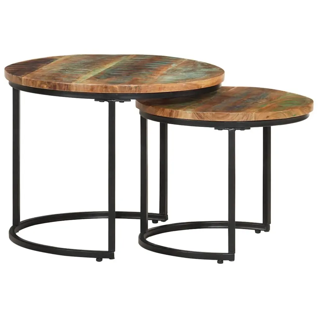 Nesting Tables Set of 2 Solid Reclaimed Wood Coffee Table Living Room Accent