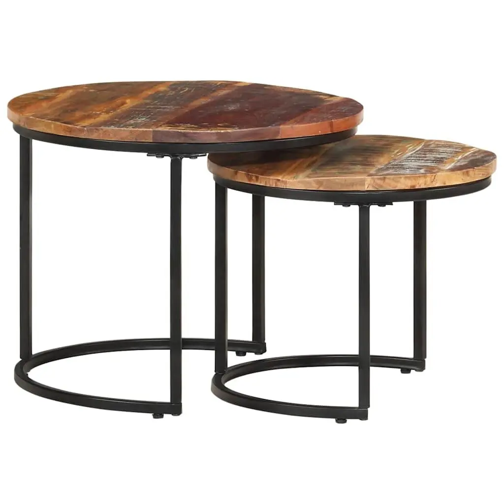 Nesting Tables Set of 2 Solid Reclaimed Wood Coffee Table Living Room Accent