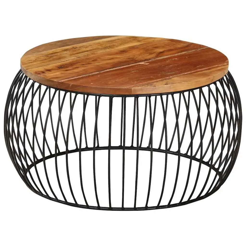 Coffee Table Ø68cm Solid Reclaimed Wood Handmade Vintage Side Table Accent