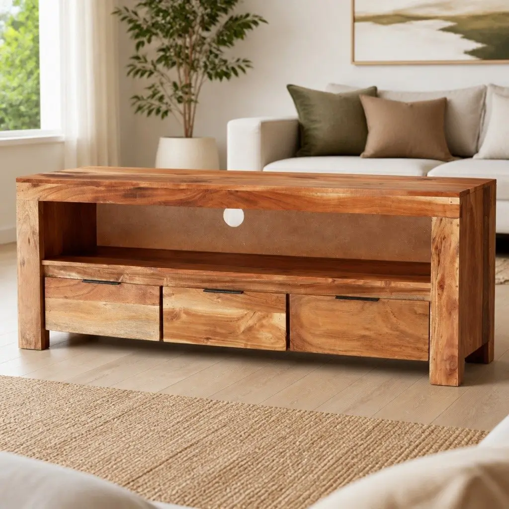 TV Cabinet Media Storage Unit 110x30x40 cm Solid Wood Acacia Brown
