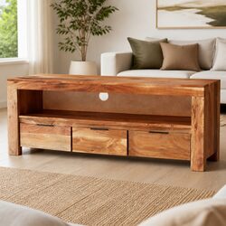 Reliable Solid Wood TV Cabinet 110x30x40 cm in Brown