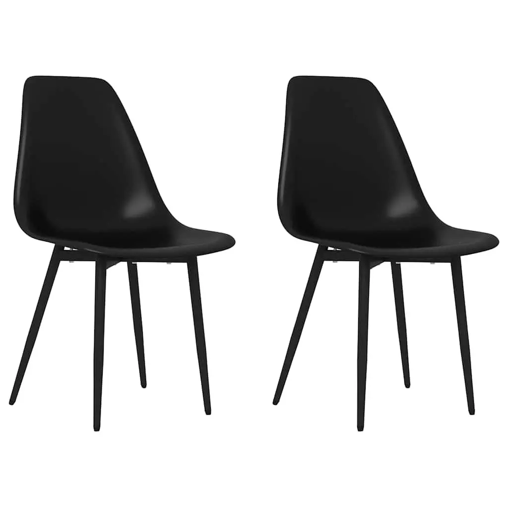 Dining Chairs Ergonomic Curved Backrest 2 Pieces Black