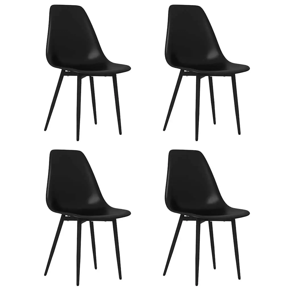Dining Chairs Ergonomic Curved Backrest Black 4 Piece Set