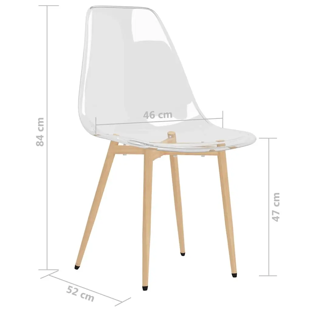 Dining Chairs 2 pcs Transparent Seat Kitchen Room Furniture Ergonomic Backrest
