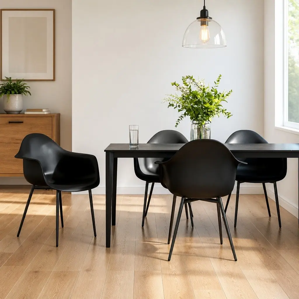 Dining Chairs Ergonomic Black Polypropylene 4 Piece