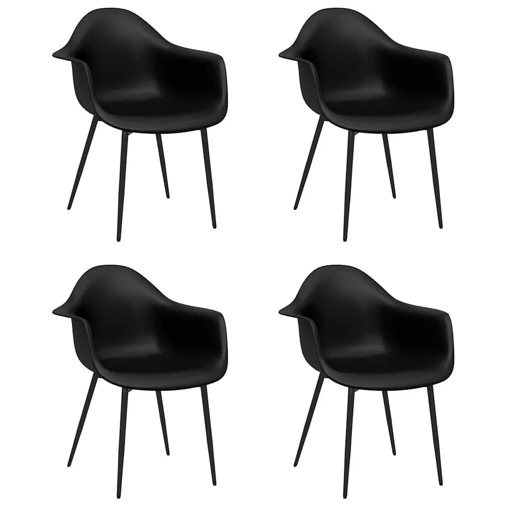 Dining Chairs Ergonomic Black Polypropylene 4 Piece