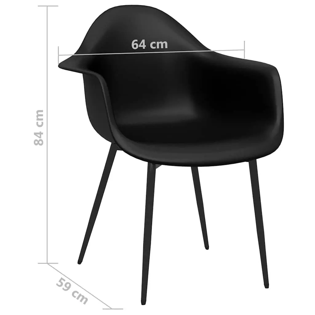 Dining Chairs Ergonomic Black Polypropylene 4 Piece