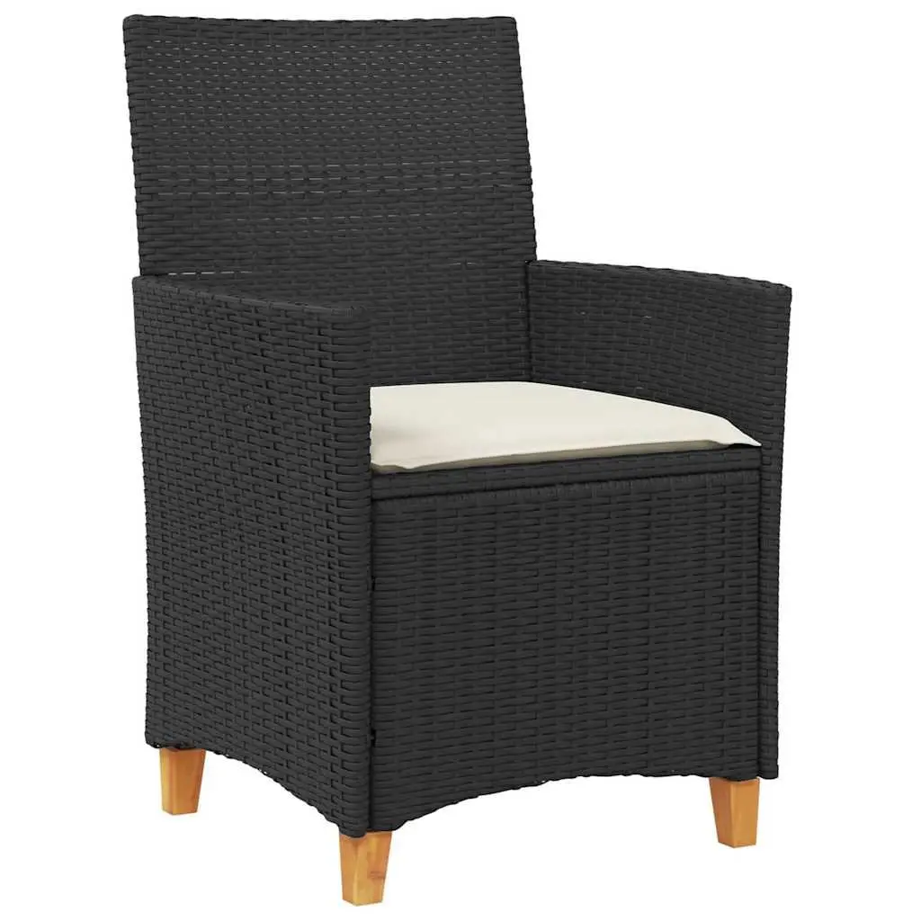 Garden Dining Set 5 Piece Black Steel Frame Glass Top Poly Rattan Outdoor Furniture
