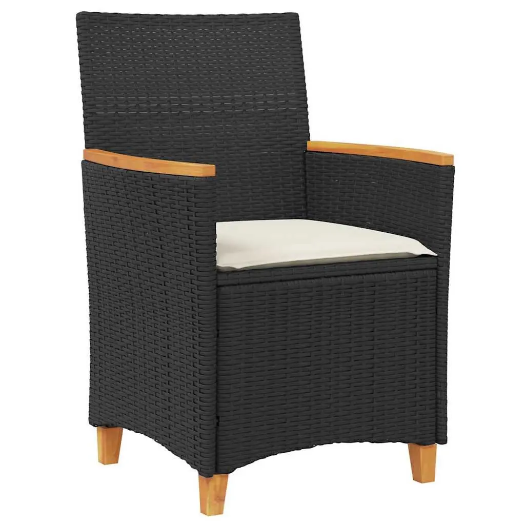 Outdoor Garden Dining Set 7 Piece Black Poly Rattan Steel Frame