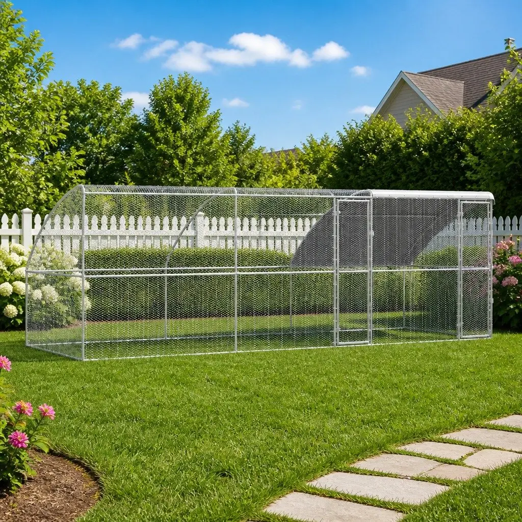 Chicken Cage 3 pcs Silver 600 x 200 x 200 cm Garden Outdoor Poultry Run