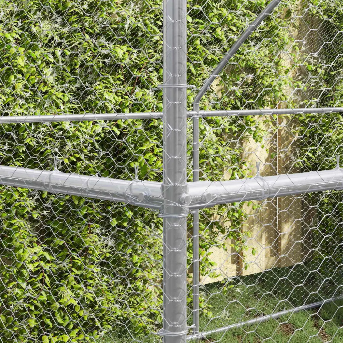 Chicken Cage 3 Piece Outdoor Poultry Run Silver 600 x 200 x 200 cm