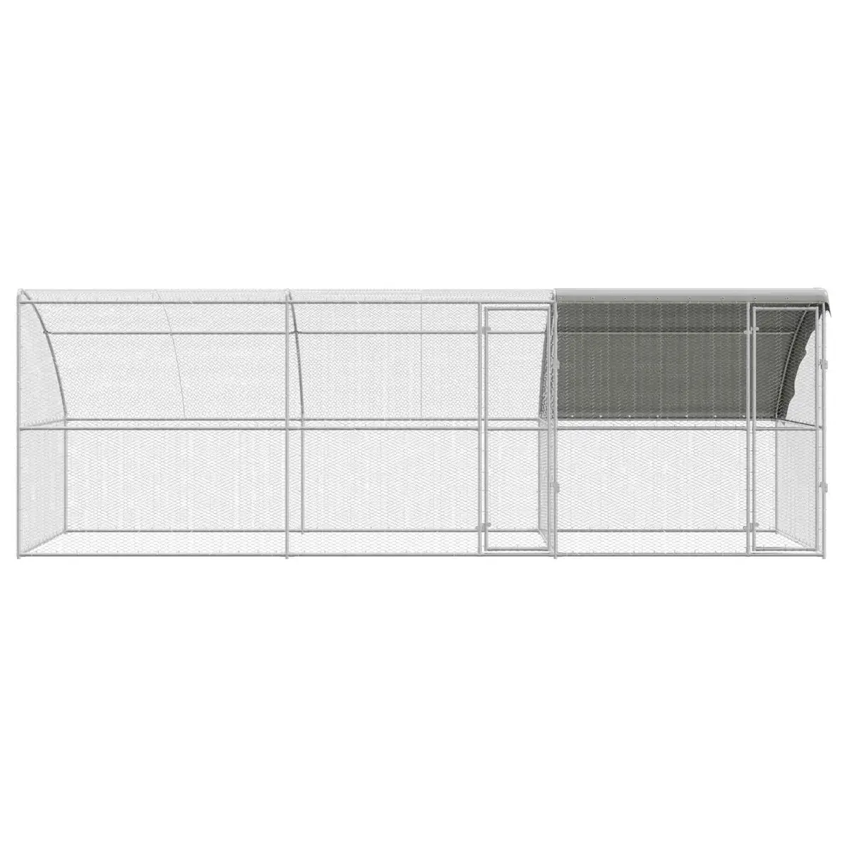 Chicken Cage 3 Piece Outdoor Poultry Run Silver 600 x 200 x 200 cm