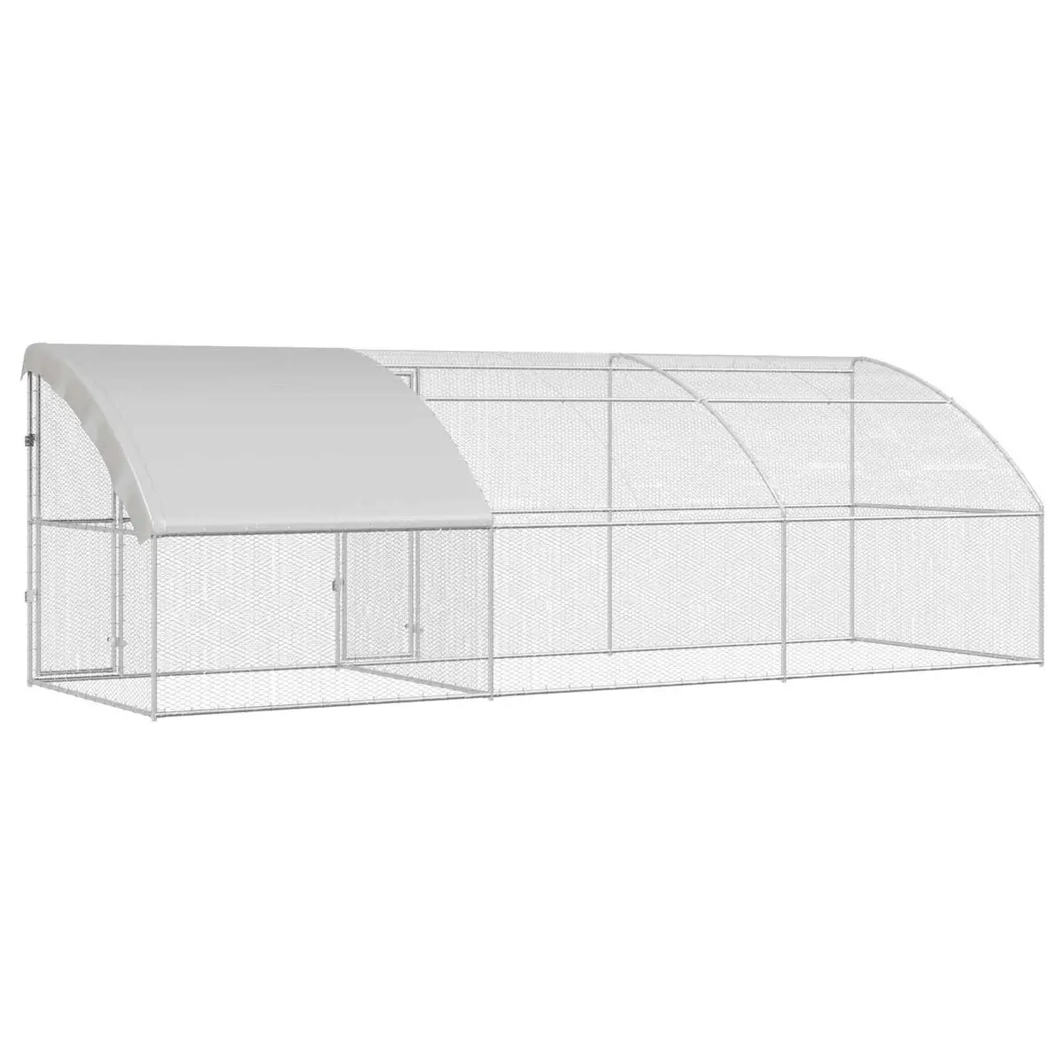 Chicken Cage 3 Piece Outdoor Poultry Run Silver 600 x 200 x 200 cm